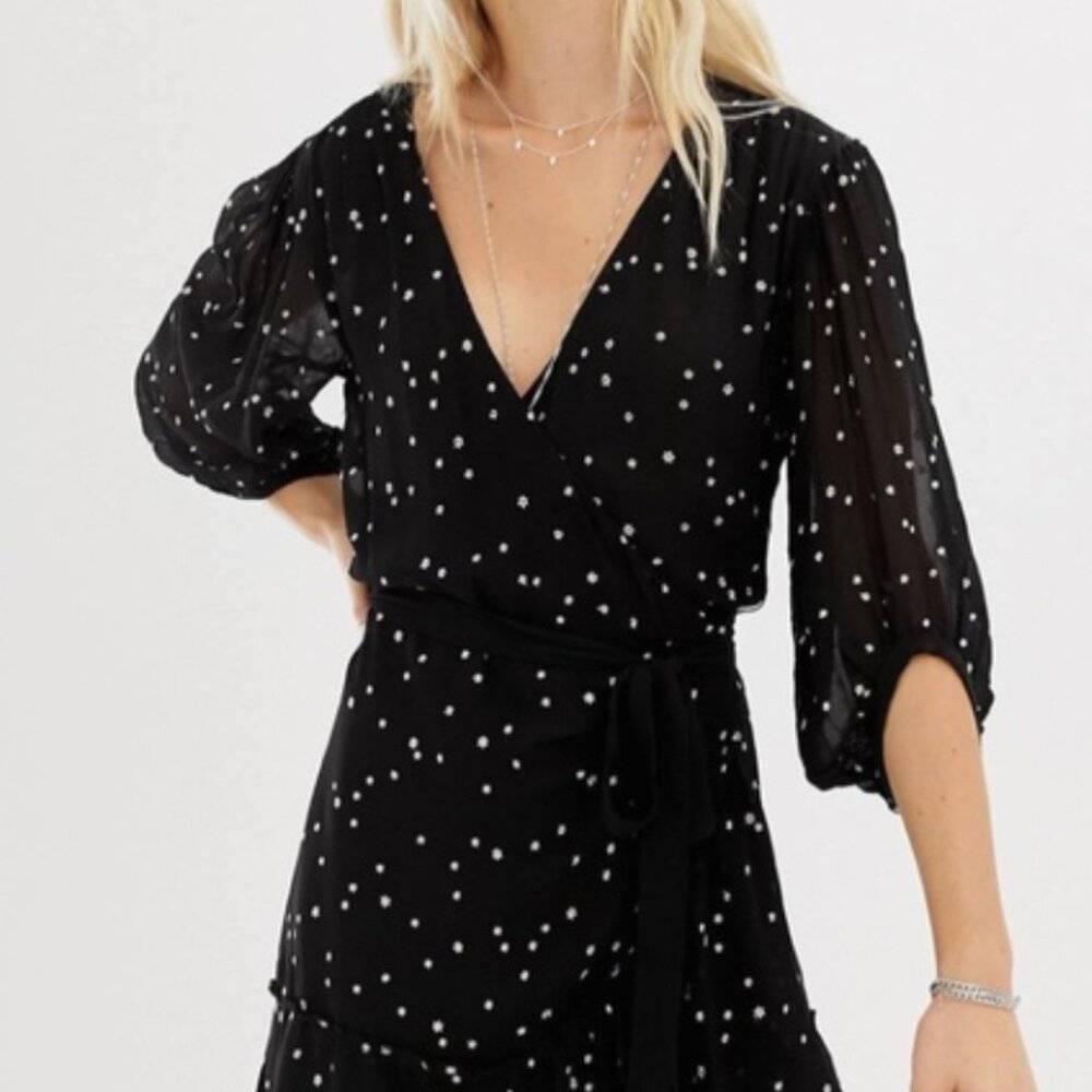 All Saints Embroidered Stars Gracie Wrap Dress Size US 2